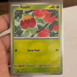 Pokemon Applin Card - Green and Red